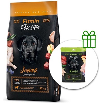 Fitmin FOR LIFE Junior Large Breed 12 кг + Fitmin For Life Rings БЕЗПЛАТНО