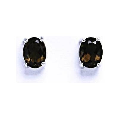 Čištín Zlaté naušnice, přírodní záhněda 8x6 mm, bílé i žluté zlato - NŠ 1245