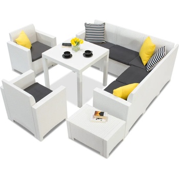 BICA Техноратанов комплект с ъглов диван Dallas Nebraska Comida 7 бял Bica (BCDNEB7BL)