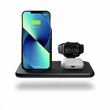 Zens Aluminium 4in1 Wireless Charger ZEDC15B/00 20W - тройна станция за безжично зареждане на Qi съвместими устройства, Apple Watch и допълнителен USB порт (черен)