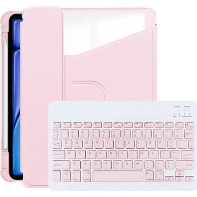 AppleKing otočné 360° puzdro s klávesnicou a priestorom na Apple Pencil na iPad Pro 11" (2024/2025) Ružové