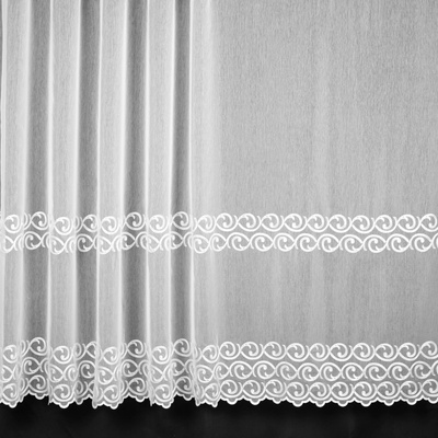 Rand záclona polyesterový batist TYTUS-961/1, vyšívaný ornament, s bordurou, ecru, výška 180cm (v metráži)
