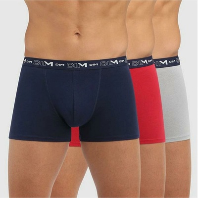 DIM Комплект от три мъжки боксерки в тъмно синьо, червено и светло сиво Dim COTTON STRETCH BOXER DIM | Sin | МЪЖЕ | M