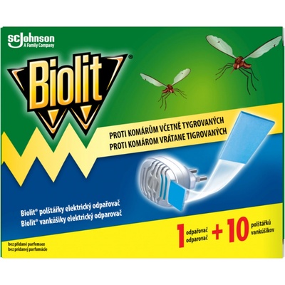 Biolit Elektrický odparovač komárov s vankúšikmi 10 nocí + náhradná kazeta 10 ks