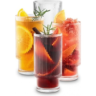 SUPPLIES CUPS Rebrované dlhé poháre na kávu y v krabičke 4 x 270 ml