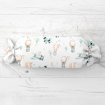 Biante vankúš valec bonbon Sandra SA-457 Líšky v lietadielkach na bielom 15x40