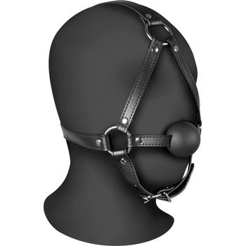 Image 1 of Ouch! Xtreme Head Harness with Solid Ball Gag Black