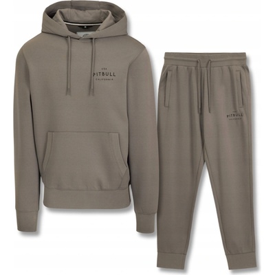 Bavlnený pánsky teplákový komplet Basic mikina + joggery krémová