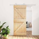 vidaXL Преплъзваща се врата 85 x 210 cm Естествено и бяло (3445005)