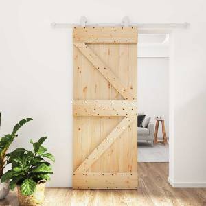 vidaXL Преплъзваща се врата 85 x 210 cm Естествено и бяло (3445005)
