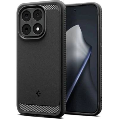 Spigen Rugged Armor silikónové puzdro na telefón pre Xiaomi 15T, odolné proti nárazom, karbónový vzor, čierne ACS10459