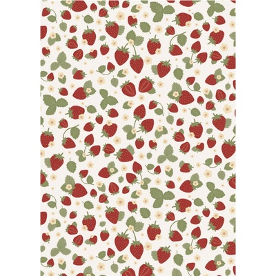 Ib Laursen Balicí papír Strawberries – 5 m, červená barva, papír