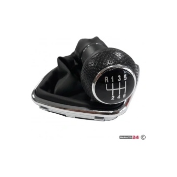 Paolo Топка за скоростен лост с маншон съвместима с VW Golf / Bora с 6 скорости - черен конец