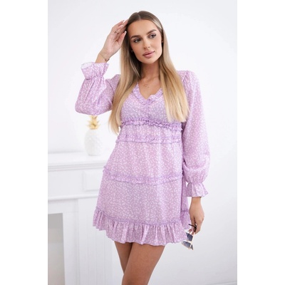 Kesi Dress with decorative frills purple fuchsiová