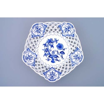 Český porcelán Dubí Mísa pětihranná prolamovaná 10161 Cibulák 28 cm