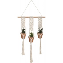 DekorStyle Umělé květiny v trojitém závěsném květináči BOHO 3 Macrame bílá