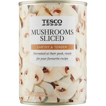 Tesco Šampiňóny krájané v slanom náleve 400 g