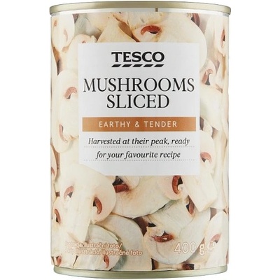 Tesco Šampiňóny krájané v slanom náleve 400 g