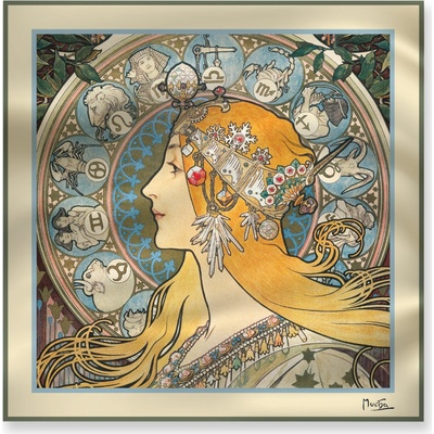 šátek Alfons Mucha Zodiak, 70 × 70 cm – Zboží Dáma