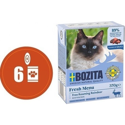 Bozita Cat Fresh Menu kousky v omáčce se sobem 6 x 370 g