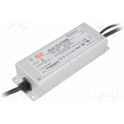MEAN WELL ELG-75-C700B Napájecí zdroj: spínaný; LED; 75W; 53÷107VDC; 700mA; 180÷295VAC