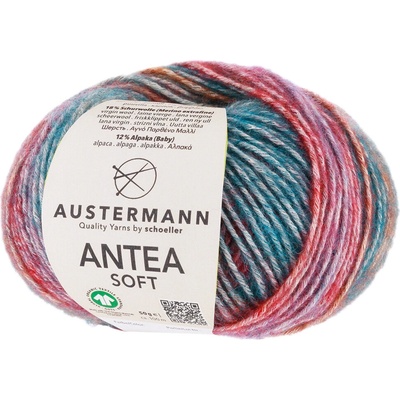 Austermann ANTEA SOFT - 70% bavlna, 18% merino vlna, 12% alpaka - Ručně pletací příze Barva: 006 - Petrol