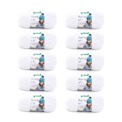 Wolle Funny uni - soft chenille wool for crocheting - cuddly and skin-friendly - 100% polyester - 10 balls 100 g / 120 m - needle size 5-6, white - 3442-01