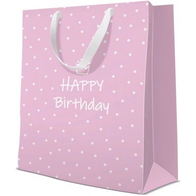 Dárková taška Happy Birthday růžová