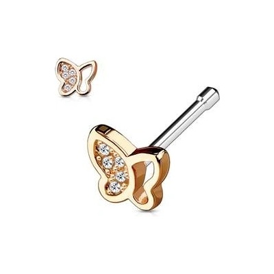 Šperky4U zlacený piercing do nosu motýlek N0049-RDC