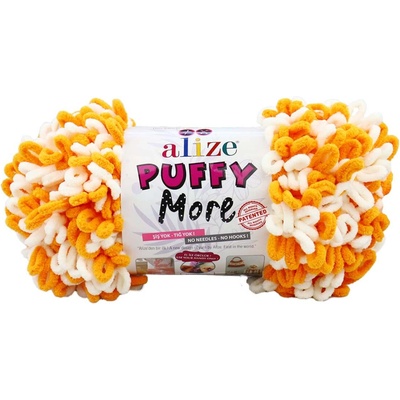 Alize příze Puffy More 6360 smetanová a oranžová