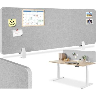 tectake akustická přepážka na stůl noisy se zaoblenými rohy 160 x 40 cm šedá 405120 – Zboží Mobilmania