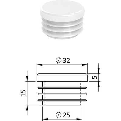 Vnútorná krytka guľatá ø 32 mm, plastová, biela