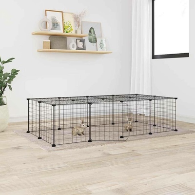 vidaXL 20panelová ohrádka pro zvířata s dvířky černá 35 x 35 cm ocel 9799.3114055