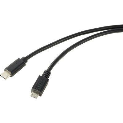 Renkforce RF-5719754 USB 2.0 USB-C ® zástrčka USB Micro-B zástrčka 1m černý