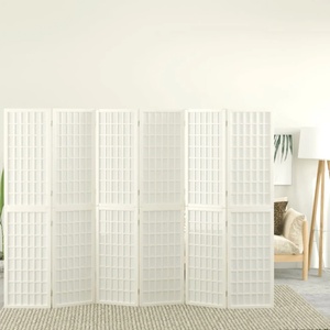 vidaXL Параван за стая, 6 панела, в японски стил, 240x170 cм, бял (352090)