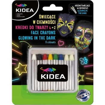 Kideá Ceruzky na tvár 8 kusov - 2 svietiace v tme
