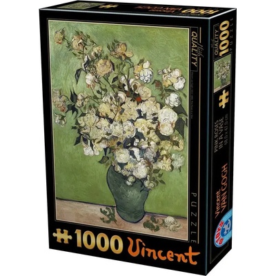 D-Toys - Puzzle Vincent van Gogh: Pink Roses in a Vase - 1 000 piese