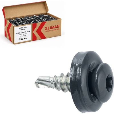Klimas Wkret-Met 4,8x19mm - 250 ks - Skrutka samozávrtná pre spojenie plechov v presahu do 2x1,25mm, RAL 7024, WSBP-T