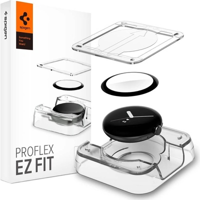 Spigen 2 броя хибридни защитни покритии с извити ръбове за целия дисплей на Google Pixel Watch - Spigen ProFlex EZ Fit Hybrid Glass Protector 2 Pack (черен-прозрачен) (AFL05926)
