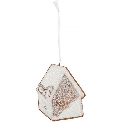 Závěsná dekorace zasněžená perníková chaloupka Frosted Ginger - 9*1*10 cm - Clayre & Eef