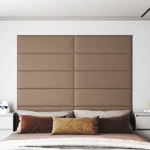 vidaXL Стенно табло за легло 12 бр. 90 x 30 cm Капучино текстил (4008372)