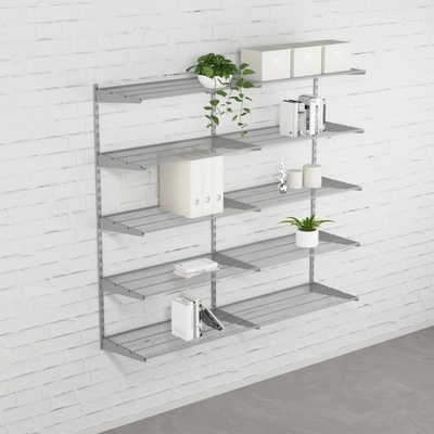 Walteco Nástenná regálová zostava DOUBLE, 1500x1630 mm, strieborná Hĺbka: 330 mm , SHSID300