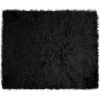 vidaXL Изкуствен килим от кожи Черно 200 x 280 см Полиестер (42021573)