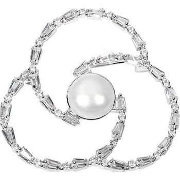 JwL Luxury Pearls perlová brošňa trojlístok s kryštálmi JL0519
