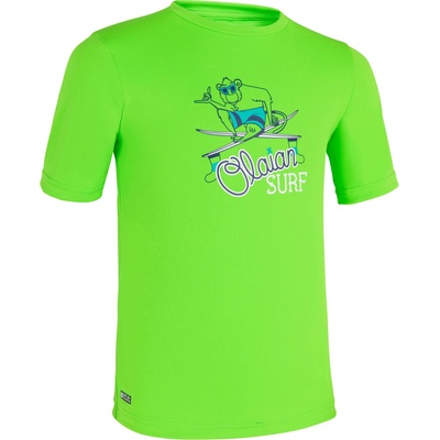 Olaian detské tričko do vody a na surf s ochranou proti UV zelené s potlačou zelená
