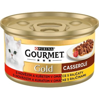 Gourmet Gold s hovädziem masem a kuřetem v rajčatové omáčce 85 g