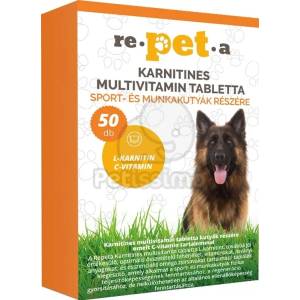 re-pet-a Repeta мултивитаминна таблетка с карнитин за спортни и работни кучета 50 бр