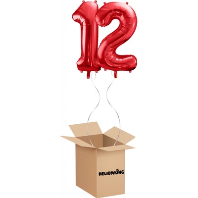 HeliumKing Balónový box Narozeninové číslo 12 červený 86 cm