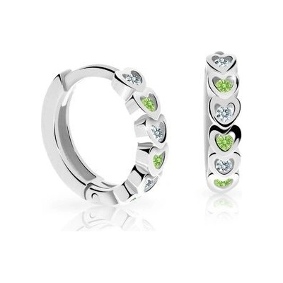 Danfil dětské náušnice kroužky C3339 z bílého zlata s kamínky Peridot Green