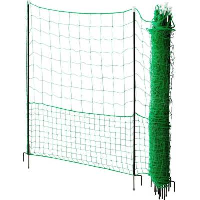 Nevodivá zelená ohradníková síť s brankou pro drůbež, délka 50 m, výška 112 cm